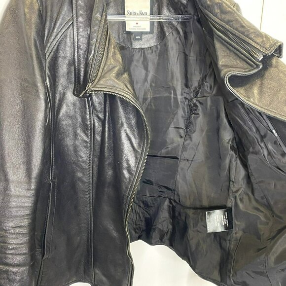 Soia & Kyo Leather Jacket Womens Size Medium Moto Motorcycle Biker Black - Picture 6 of 10
